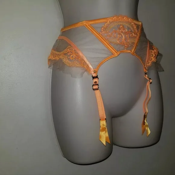 Honey Birdette Gabrielle Mango Suspender NWT